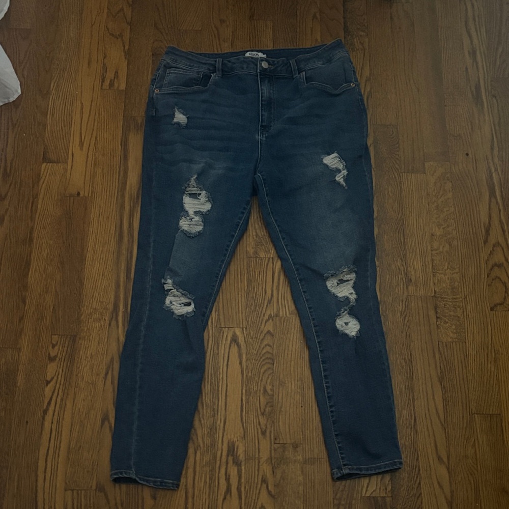 Charlotte Russe Distressed Dark Blue Skinny Jeans